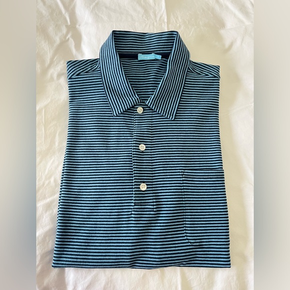 J. McLaughlin | Mens SZ Small | Blue Striped Stretch Golf Polo Shirt Casual - Picture 9 of 9